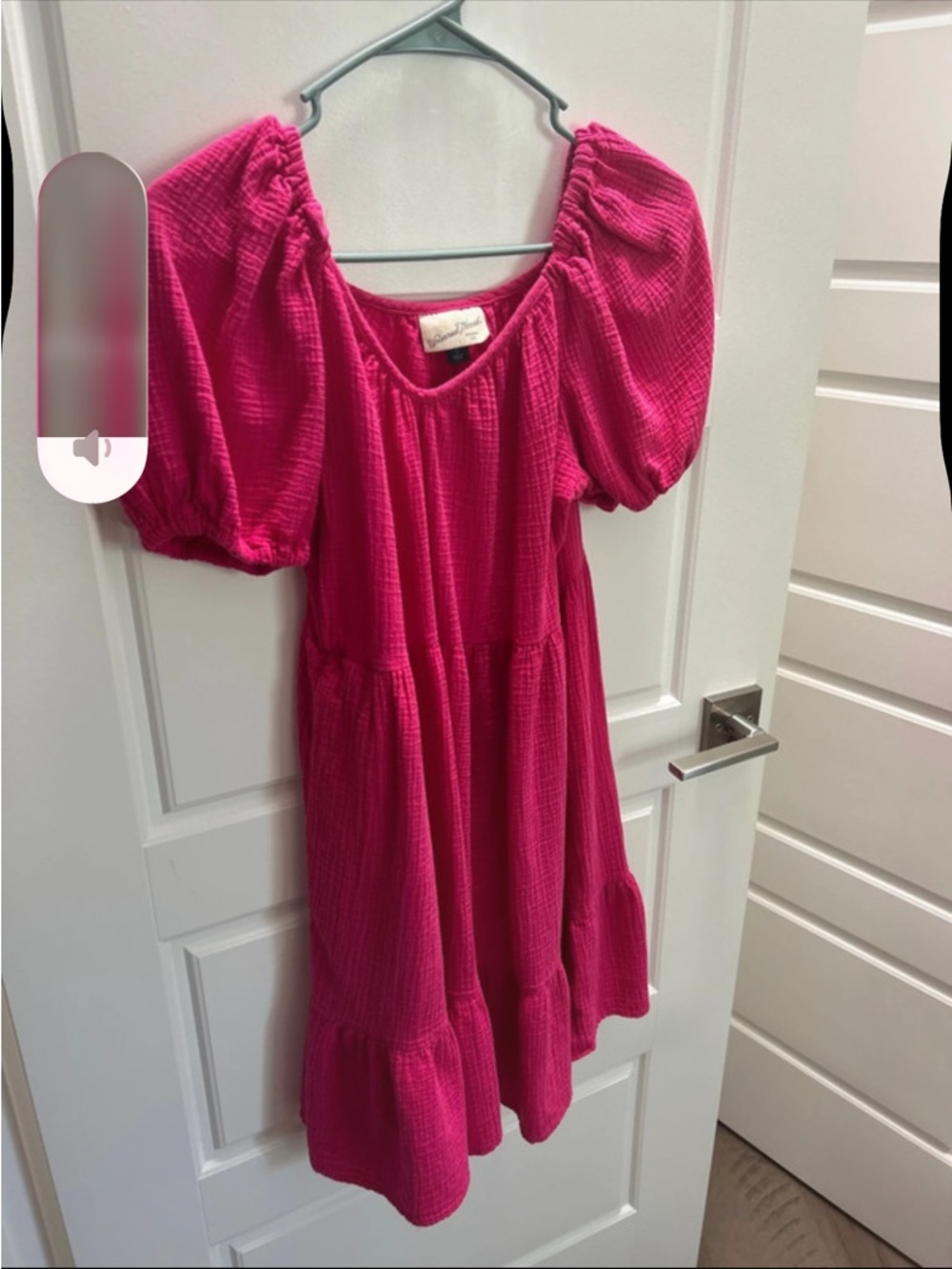 Universal Thread Hot Pink Puff-Sleeve Tiered Dress for Girls